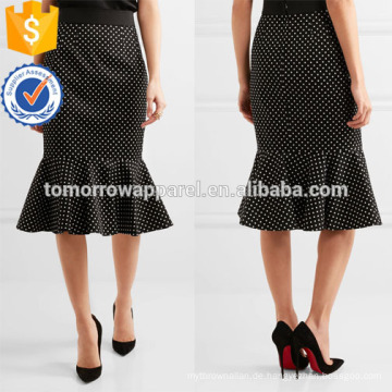 New Fashion Schwarz Rüschen Polka Baumwolle Sommer Mini Täglichen Rock DEM / DOM Herstellung Großhandel Mode Frauen Bekleidung (TA5021S)